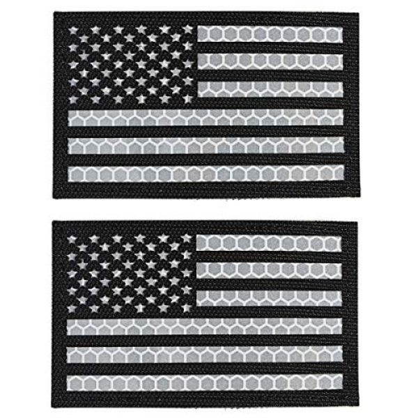 IronSeals Airsoft Morale Patch 1 IronSeals 2 Pack Reflective USA Flag Patch, Morale American Flag Patches with Hook-Fastener Backing