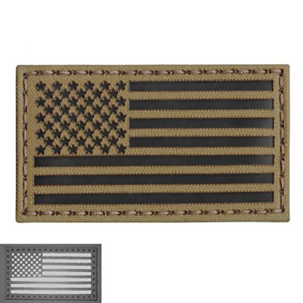 Tactical Freaky Airsoft Morale Patch 5 Coyote Brown Tan Infrared IR USA American Flag 3.5x2 IFF Tactical Morale Touch Fastener Patch