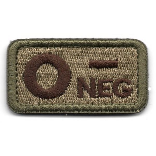 Monte Everest Airsoft Morale Patch 1 Tactical Blood Type O- Negative NEG Hook and Loop Patch Embroidered Morale Military Badge for Outdoors (Coyote Brown O-)
