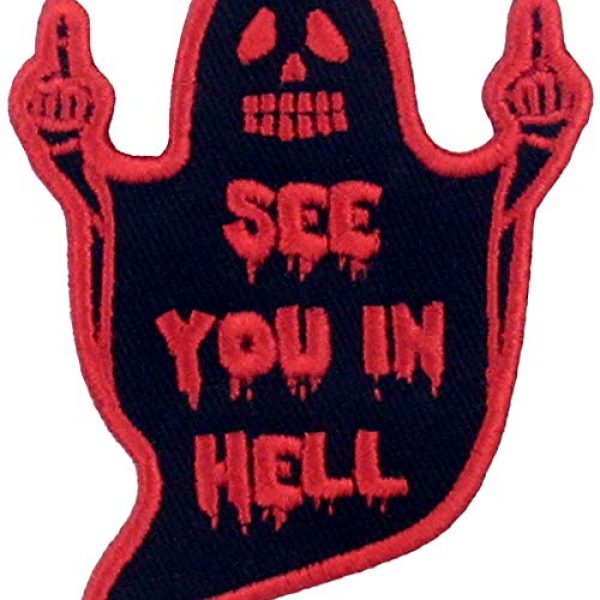 Rocking Planet Airsoft Morale Patch 2 See You in Hell Ghost Patch Embroidered Biker Applique Iron On Sew On Emblem
