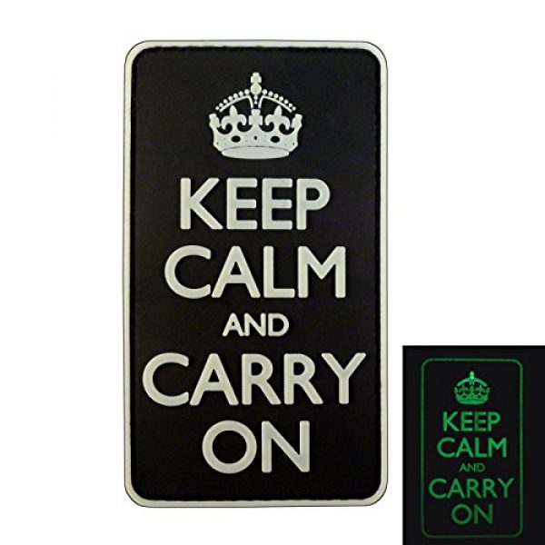 LEGEEON Airsoft Morale Patch 1 LEGEEON Keep Calm and Carry On WW2 WWII Morale PVC 3D Hook-and-Loop Patch