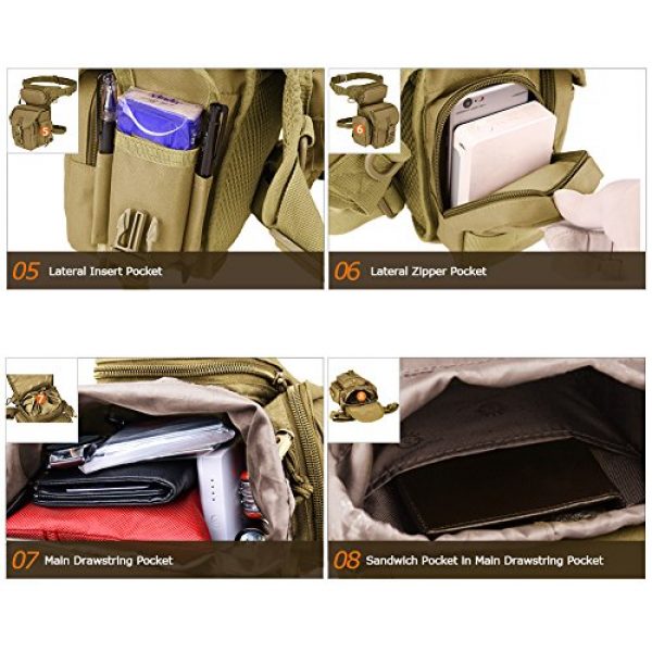 MAXTRA Tactical Pouch 6 Military Tactical Drop Leg Bag Tool Fanny Thigh Pack Leg Rig Utility Pouch Paintball Airsoft Motorcycle Riding Thermite Versipack, Tan