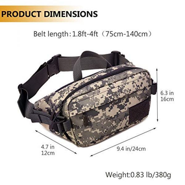 Protector Plus Tactical Pouch 5 Protector Plus Tactical Fanny Pack Military Running Waist Bag Hip Belt MOLLE Army Lumbar Gear Pouch Sling Chest Shoulder Crossbody Messenger Bag (Patch Included)