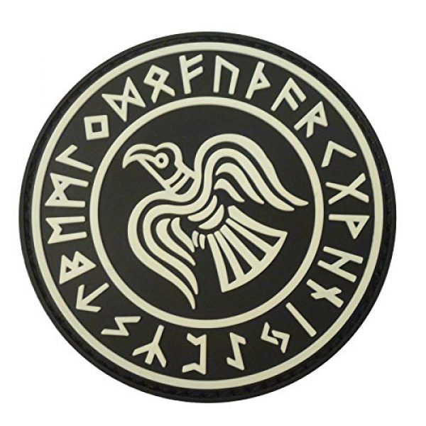 LEGEEON Airsoft Morale Patch 2 LEGEEON Glow Dark Rare Norse Viking Raven Runes Odin God of War Morale PVC Rubber 3D Hook&Loop Patch