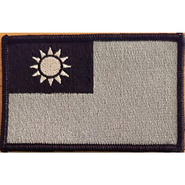 Fast Service Designs Airsoft Morale Patch 2 Taiwan Flag Patch Black, White & Gray with Hook & Loop Travel Patriotic Morale Emblem Black Border