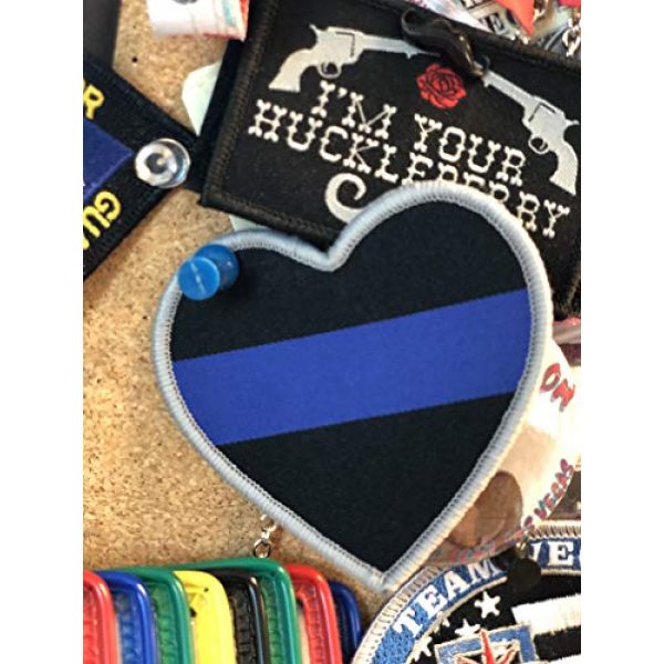 Funiverse Airsoft Morale Patch 4 Bulk 5 Pack of Thin Blue Line Police Heart Morale Patch - Show Your Support for Law Enforcement