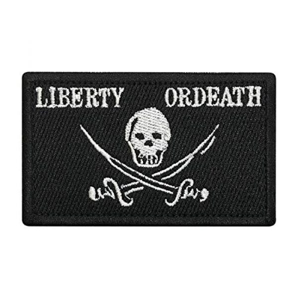Morton Home Airsoft Morale Patch 1 Morton Home-Pirate Jolly Roger of Calico Jack Tactical Morale Patch with Backing Liberty Or Death Skull Black Decorative Embroidered Appliques 2" High by 3.2"