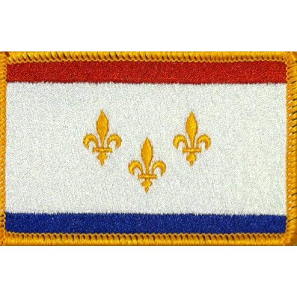 Fast Service Designs Airsoft Morale Patch 1 New Orleans Flag Patch with Hook & Loop MC Biker Morale Tactical Morale Emblem #08 (Gold Border)