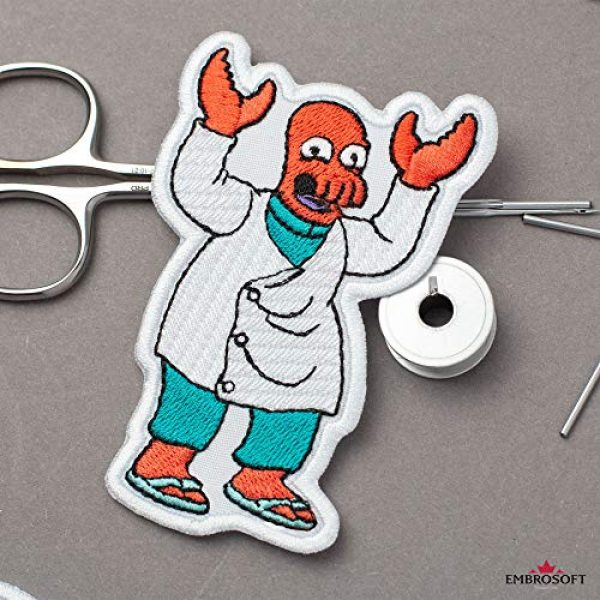Embrosoft Airsoft Morale Patch 5 Futurama Doctor John Zoidberg Cartoon Comics Embroidered Patch Iron On (2.4" x 3.7")