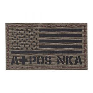 Tactical Freaky Airsoft Morale Patch 1 IR Ranger Green USA Flag APOS A+ Blood Type NKA NKDA Infrared Tactical Morale Touch Fastener Patch