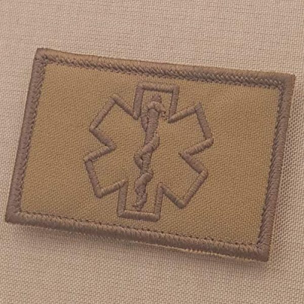 LEGEEON Airsoft Morale Patch 1 LEGEEON Tan Medic EMS 2x3.25 Star of Life Coyote EMT Paramedic Morale Tactical Hook&Loop Patch