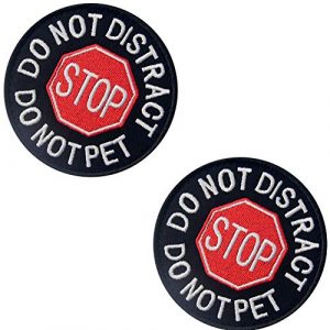 ODSP Airsoft Morale Patch 6 ODSP Service Dog Stop Do Not Distract Do Not Pet Emblem Embroidered Fastener Hook & Loop Tactical Morale Patch for Harness Vest 3 inches Wide by 3 inches Tall Pack of 2
