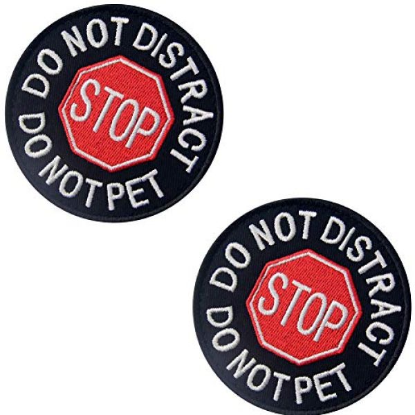 ODSP Airsoft Morale Patch 6 ODSP Service Dog Stop Do Not Distract Do Not Pet Emblem Embroidered Fastener Hook & Loop Tactical Morale Patch for Harness Vest 3 inches Wide by 3 inches Tall Pack of 2