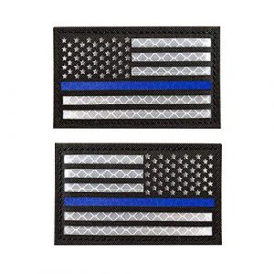 Zhikang68 Airsoft Morale Patch 1 Infrared IR US USA Flag Patch Tactical Military Morale Reflective American Flag Patch Hook&Loop Fastener Emblem Backing Multicam (2 PCS (Blue Line))