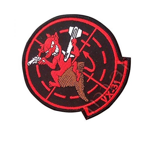 ODSP Airsoft Morale Patch 5 TOP Gun Squadron VX-31 DUST Devils Embroidered Patches 3D Custom Personalized Military Tactical Morale Patch Applique Badge with Hook&Loop Fastener Backing Bundle 2 Pieces 3.54 x 3.15 inch