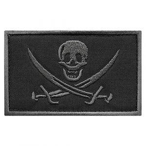 LEGEEON Airsoft Morale Patch 1 LEGEEON Calico Jack Skull Pirate Jolly Roger Morale Tactical ISAF Embroidery Fastener Patch