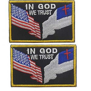 ODSP Airsoft Morale Patch 1 in God we Trust American US Christian Cross Flag Military Tactical Morale Embroidered Hook & Loop Patch 2PCS
