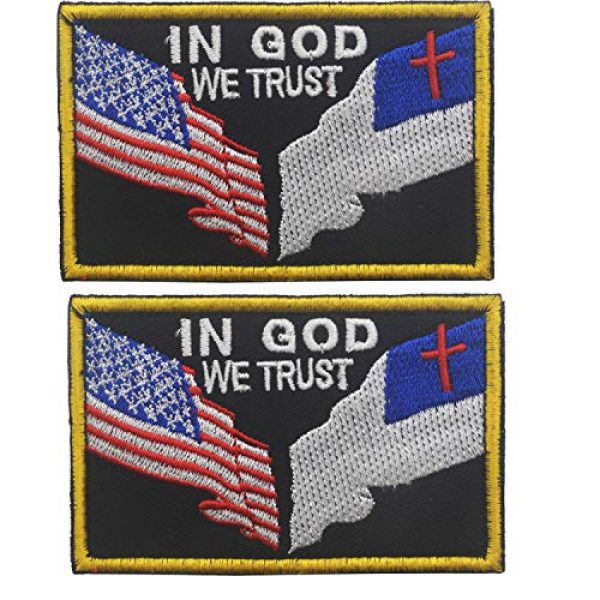 ODSP Airsoft Morale Patch 1 in God we Trust American US Christian Cross Flag Military Tactical Morale Embroidered Hook & Loop Patch 2PCS