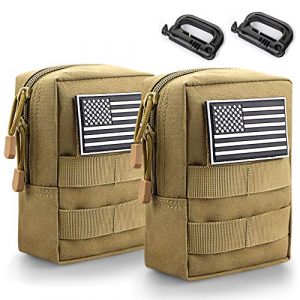 Monoki Tactical Pouch 1 Monoki Molle Pouches, 2 Pack Tactical Waist Bag Water-Resistant EDC Small Pouch Bags with D-Ring Hooks