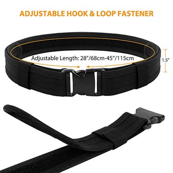 CS Force Tactical Pouch 2 CS Force Tactical Utility Web Belt 1.5", Nylon Military Heavy Duty Belt with Hook & Loop Fastener and Quick Release Buckle (Black, Adjustable: 28"- 45")
