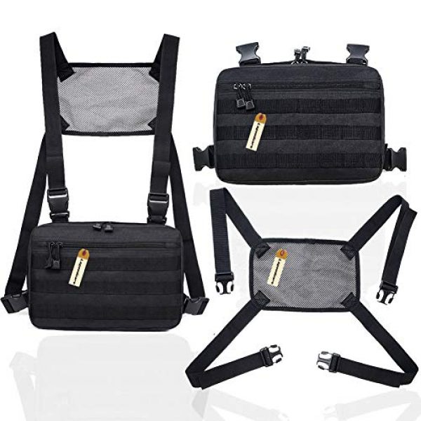 Lsgoodcare Tactical Pouch 2 Lsgoodcare Universal Chest Vest Rig Pouch Bag, Adjustable Multi-Functional Outdoor Military Molle Tool Pack, Tactical Medical First Aid Pouch Phone Holder Case Hunting Bag for Men Women (black)