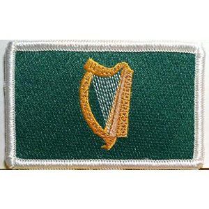 Fast Service Designs Airsoft Morale Patch 1 Ireland Irish Harp Flag Embroidered Patch with Hook & Loop Travel Morale Patriotic MC Biker Shoulder White Border Emblem #3