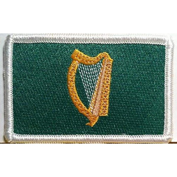 Fast Service Designs Airsoft Morale Patch 1 Ireland Irish Harp Flag Embroidered Patch with Hook & Loop Travel Morale Patriotic MC Biker Shoulder White Border Emblem #3