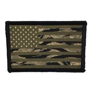 RedheadedTshirts Airsoft Morale Patch 1 Olive Drab/Tiger Stripe USA Flag Morale Patch. Perfect for Your Tactical Military Army Gear, Backpack, Operator Baseball Cap, Plate Carrier or Vest. 2x3" Hook Patch. Made in The USA