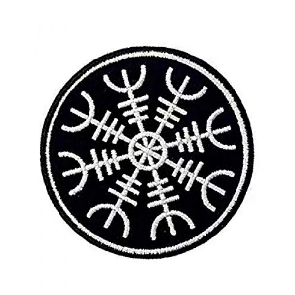 Embroidery Patch Airsoft Morale Patch 2 Viking Helm of Awe Viking Compass Vegvisir Norse Rune Military Hook Loop Tactics Morale Embroidered Patch (color1)