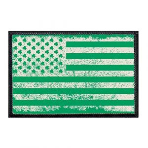 P PULLPATCH Airsoft Morale Patch 1 Shamrock Flag Vintage Distressed Morale Patch | Hook and Loop Attach for Hats, Jeans, Vest, Coat | 2x3 in | by Pull Patch