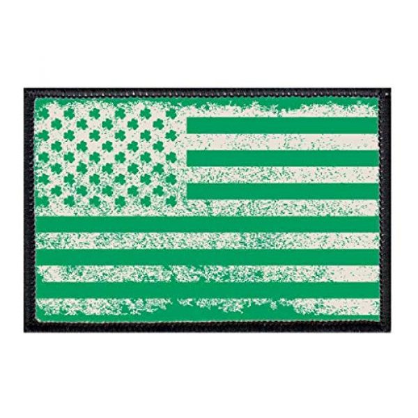 P PULLPATCH Airsoft Morale Patch 1 Shamrock Flag Vintage Distressed Morale Patch | Hook and Loop Attach for Hats, Jeans, Vest, Coat | 2x3 in | by Pull Patch