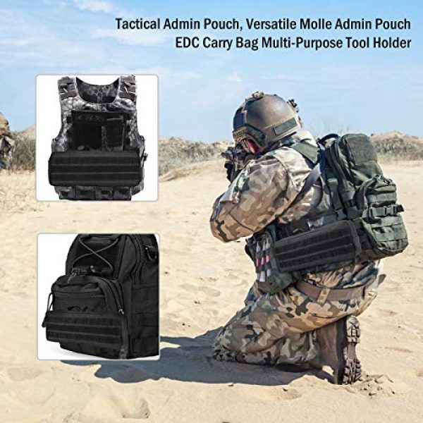 Kosse Tactical Pouch 2 Kosse Tactical Admin Pouch, Versatile Molle Admin Pouch EDC Carry Bag Multi-Purpose Tool Holder for Magazine, Map and Other Small Tools