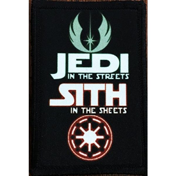 RedheadedTshirts Airsoft Morale Patch 1 Star Wars "Jedi in the Streets - Sith in the Sheets" Morale Patch. Perfect for your Tactical Military Army Gear, Backpack, Operator Baseball Cap, Plate Carrier or Vest. 2x3" Patch. Made in the USA