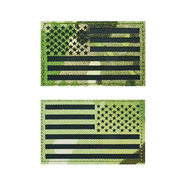HarryMystery Airsoft Morale Patch 1 2 Pack Infrared IR Reflective USA American Reversed Flag Tactical Morale Fastener Hook and Loop Patch Forward and Reversed for Hats, Clothes, Backpacks, Uniforms, Tactical Gears, etc. (02)