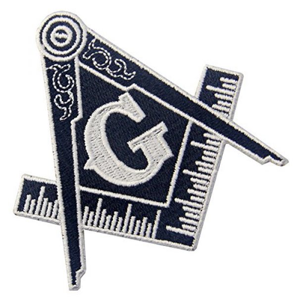 Rocking Planet Airsoft Morale Patch 3 Masonic Logo Emblem Embroidered Freemason Iron On Sew On Patch - White & Black