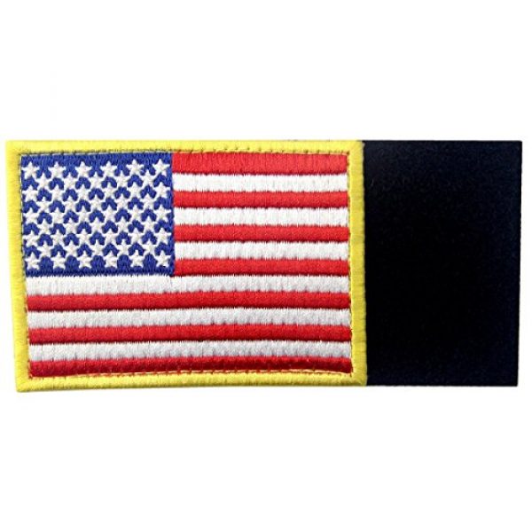 EmbTao Airsoft Morale Patch 5 American Flag Patches Embroidered Gold Border USA United States of America Military Uniform Fastener Hook & Loop Emblem