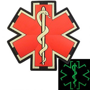LEGEEON Airsoft Morale Patch 1 LEGEEON Glow Dark EMS EMT Medic Paramedic Star of Life Morale Tactical PVC 3D Hook-and-Loop Patch