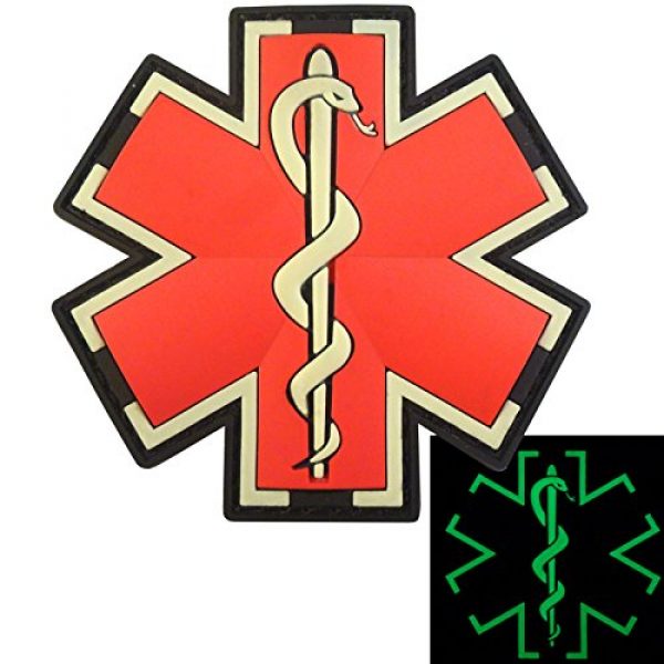 LEGEEON Airsoft Morale Patch 1 LEGEEON Glow Dark EMS EMT Medic Paramedic Star of Life Morale Tactical PVC 3D Hook-and-Loop Patch