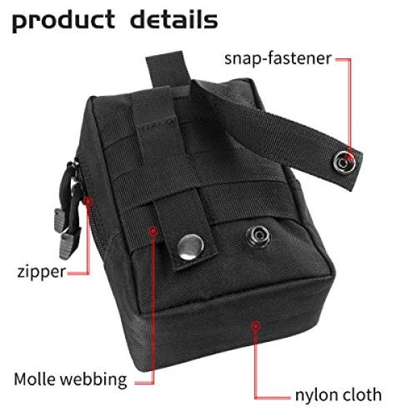 IronSeals Tactical Pouch 4 IronSeals AQ MOLLE Pouch Multi-Purpose Tactical Compact Pack Water-Resistant Utility EDC Pouch with US Flag Patch D-Ring Button Gear Clip Straps