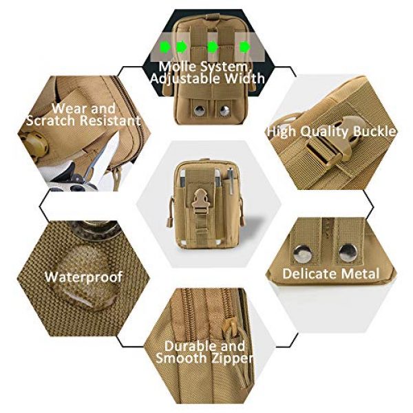 FULANDL Tactical Pouch 5 2 PCS Tactical Molle Pouches, FULANDL EDC Pouch Multipurpose Utility Gadget Belt Waist Bags with Carabiners Key Hook Nylon Webbing Buckles for Hiking Outdoor Activities