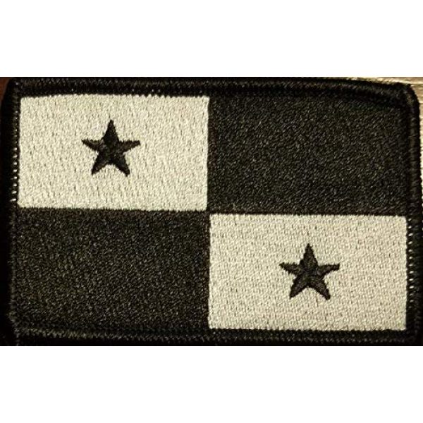 Fast Service Designs Airsoft Morale Patch 1 Panama Flag Patch with Hook & Loop Tactical Morale Black & White Emblem Black Border