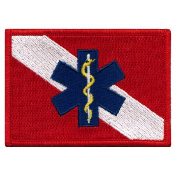 Cypress Collectibles Embroidered Patches Airsoft Morale Patch 1 Rescue Diver Flag Embroidered Patch EMT EMS Star of Life Scuba Diving Iron-On Emblem