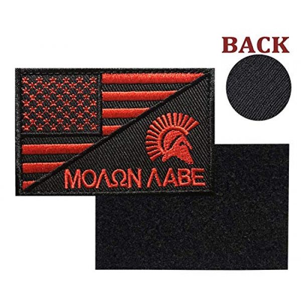 SpaceAuto Airsoft Morale Patch 3 SpaceAuto USA American Flag w/ Molon Labe Spartan Helmet Military Tactical Morale Badge Decorative Emblem Combat Patch 3" x 1.97" - Red
