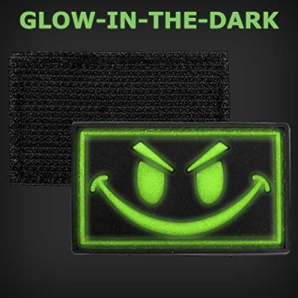 LIVABIT Airsoft Morale Patch 2 LIVABIT PVC Rubber 3D Morale Patch MP-15 Tactical Airsoft Paintball Black Glow In The Dark Smiley Face