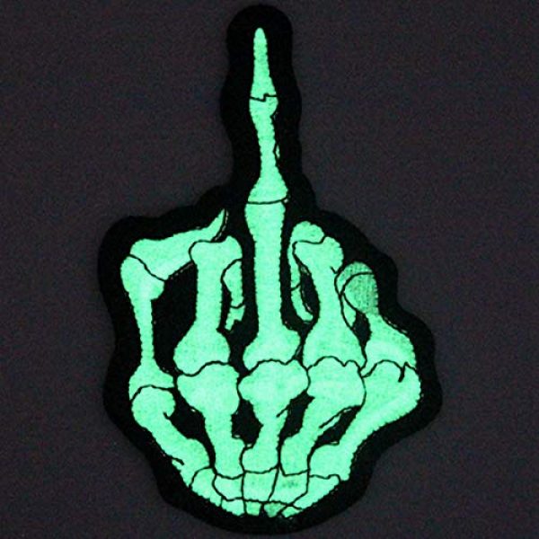 EmbTao Airsoft Morale Patch 3 EmbTao Glow in Dark Middle Finger Ghost Embroidered Applique Iron On/Sew On Patch