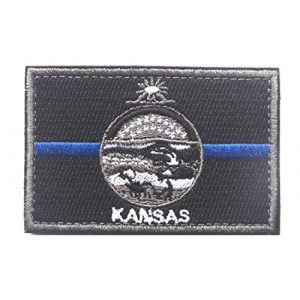 Tactical Embroidery Patch Airsoft Morale Patch 1 State Flag of Kansas Embroidery Patch Military Tactical Morale Patch Badges Emblem Applique Hook Patches for Clothes Backpack Accessories