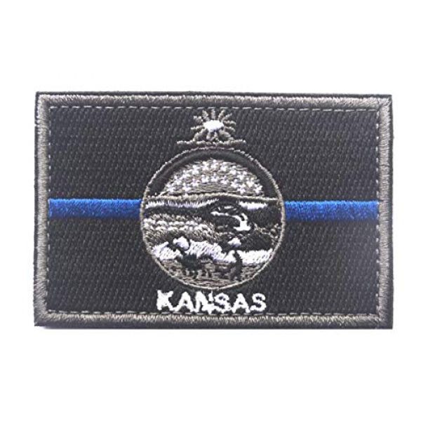 Tactical Embroidery Patch Airsoft Morale Patch 1 State Flag of Kansas Embroidery Patch Military Tactical Morale Patch Badges Emblem Applique Hook Patches for Clothes Backpack Accessories