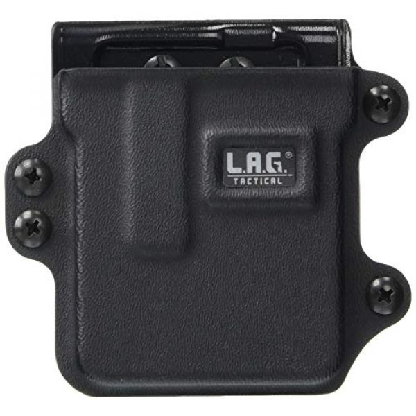 L.A.G. TACTICAL, INC Tactical Pouch 3 L.A.G. TACTICAL, INC., Single Pistol Magazine Carrier, Fits All Double Stack 45/10mm Magazines, Kydex, Black Finish, one Size (35000)