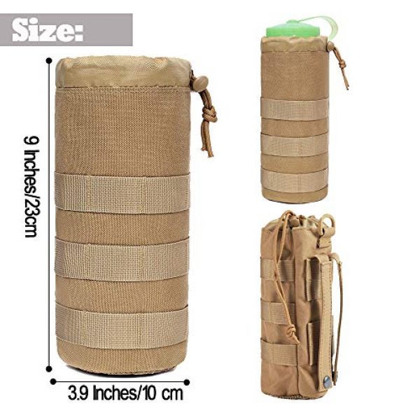 Novemkada Tactical Pouch 2 Novemkada Water Bottles Pouches - 1000D Tactical Molle Drawstring 32OZ Hydration Carrier Bag