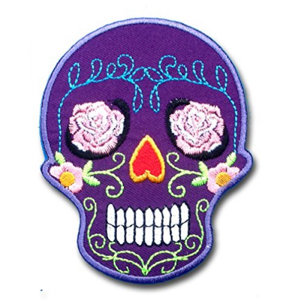 Verani Shop Airsoft Morale Patch 1 Verani Shop Purple Sunny Buick Rose Sugar Skull for Harley Lady Rider Biker Punk Heavy Metal Hard Rock Tatto Embroidered Iron on Badge Emblem Letter Morale Patch